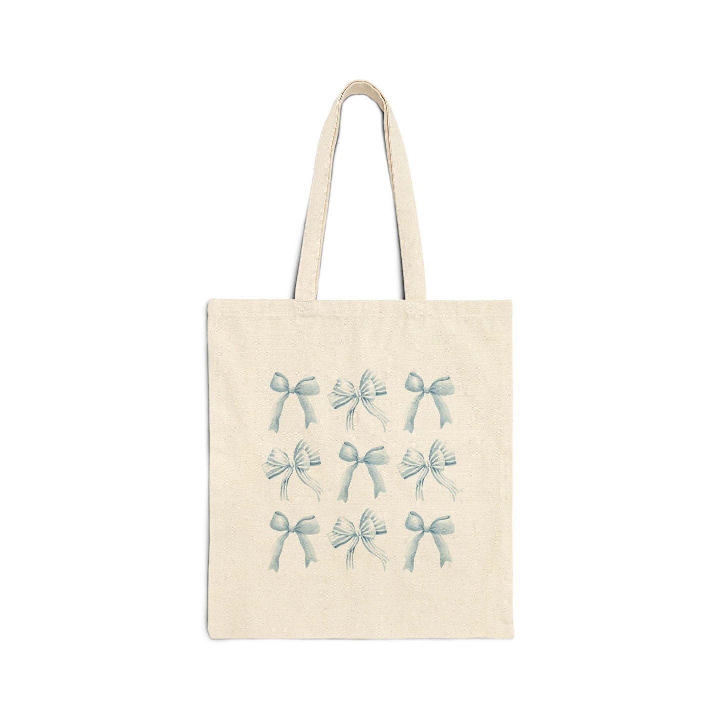 Blue Croquette Bow: Cotton Canvas Tote Bag