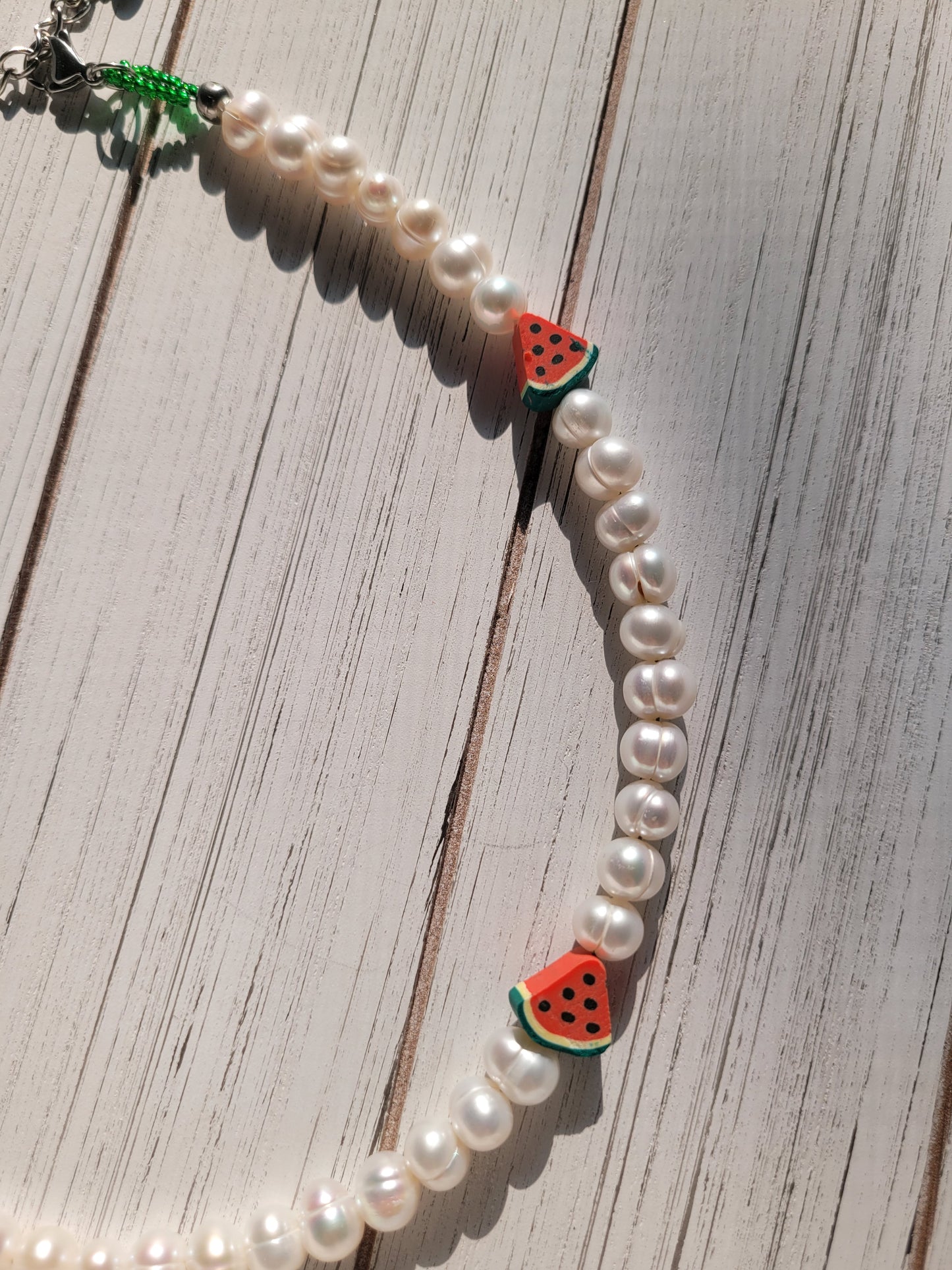 Watermelon & pearls necklace